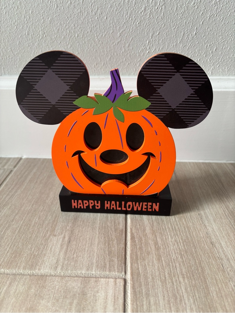 Official Disney Happy Halloween Orange Pumpkin Light Up Mickey Decor